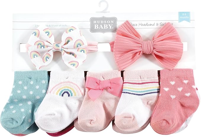 Hudson Baby Baby Girls' Sock and Headband 12pc Set