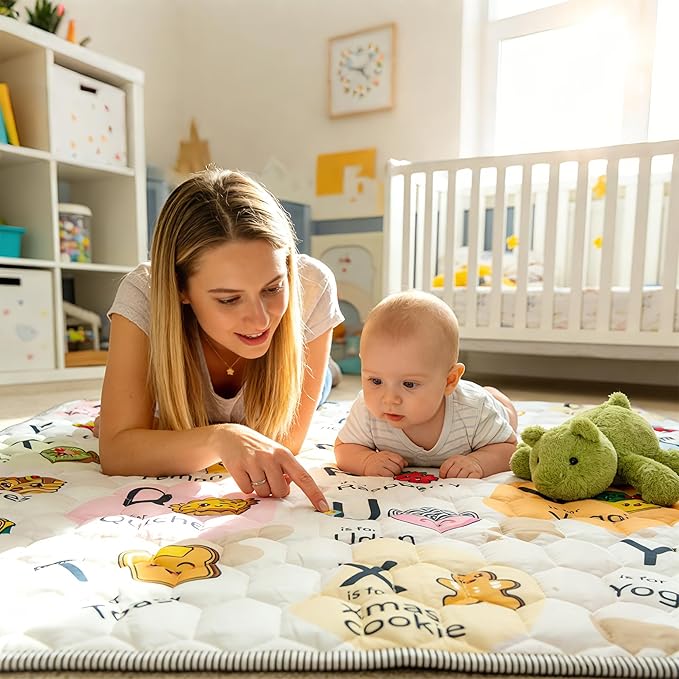 ENVTEK Baby Play Mat for Floor Playpen - 50" X 50" Playpen Mat,Thick One-Piece Crawling, Odorless Floor Mat, Non-Slip Cushioned Baby Playmat for Infants,Babies,Toddlers. Foldable and Machine Washable