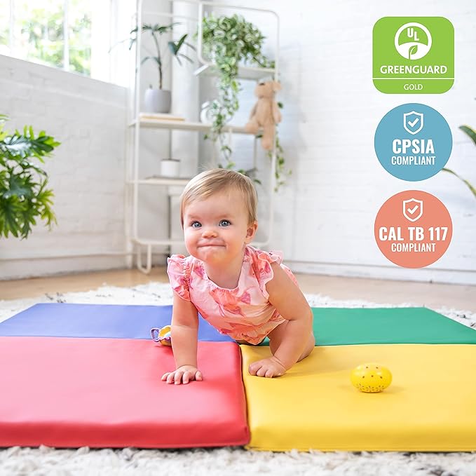 ECR4Kids SoftZone Quad Fold-N-Go Activity Mat, Folding Playmat, Contemporary