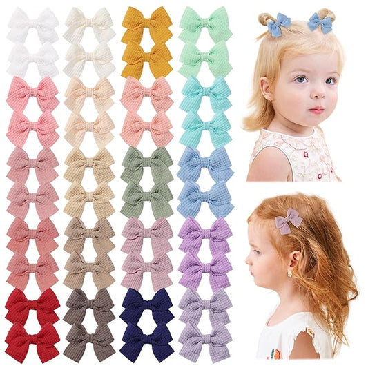 Jollybows 40pcs Baby Hair Clips for Girls Bows 2" Mini Alligator Clip Toddler Pigtail Bow for Fine Hair