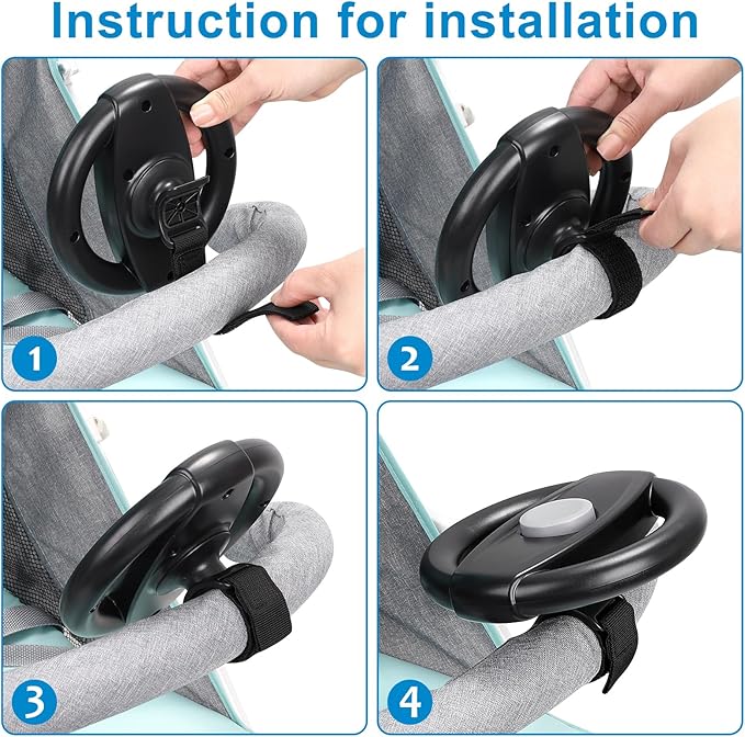 Accmor Stroller Steering Wheel Toy, Simulated Steering Wheel for Stroller Shopping Carts Cart Universal Detachable Pretend Driving Funny Toy Attachment