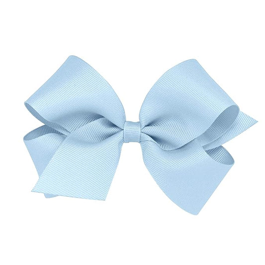 Wee Ones Girls' Classic Grosgrain Hair Bows with Plain Wrap Center, No-Slip Hair Clip, Handmade, Millennium Blue, Medium