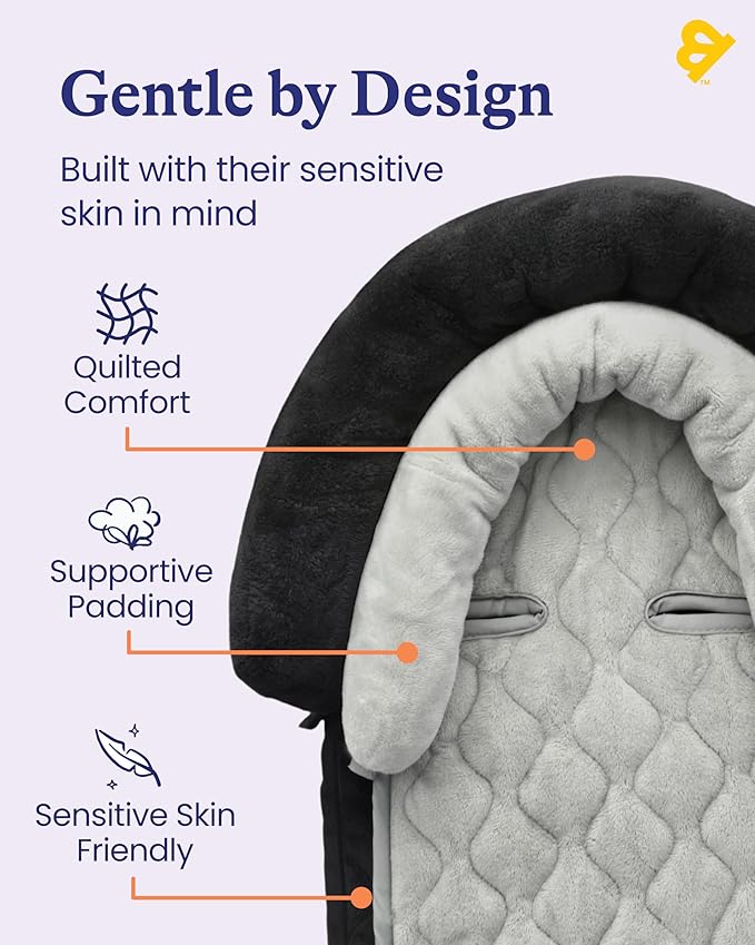 GoldBug Baby & Toddler 2-in-1 Car Seat Head Support - Plush Black