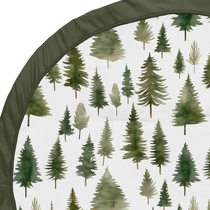Sweet Jojo Designs Sage Green Woodland Boy Girl Gender Neutral Unisex Baby Play Mat Tummy Time Activity Toddler Floor Infant Playmat Forest Themed Nature Pine Tree Hunter Abstract Watercolor Camping