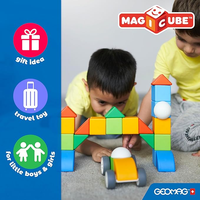 Geomag Magicube 13pcs Magnetic Blocks - Magnetic Building Blocks for Toddlers 1-3, Montessori Toys for 1+ Year Old, Autism Sensory Product, Magnets for Kids