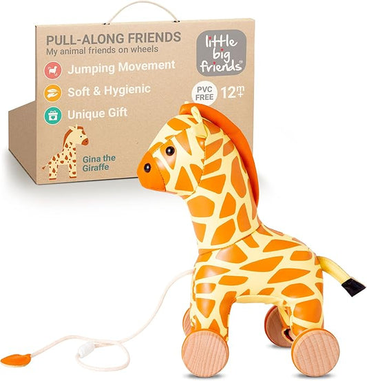 Little Big Friends Giraffe Pull Toy for Toddlers | Classic Baby Walking Toy with Adjustable Cord | Easy-to-Clean Soft Toy | Gina The Giraffe