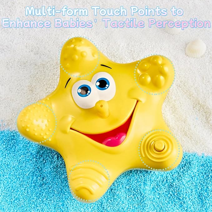 Bath Toys for Toddlers, Starfish Baby Bathtub Play Toys, Floating Fountain Pool Water for Infant Baby Bath Spray Toys with 5 Sensory Textures