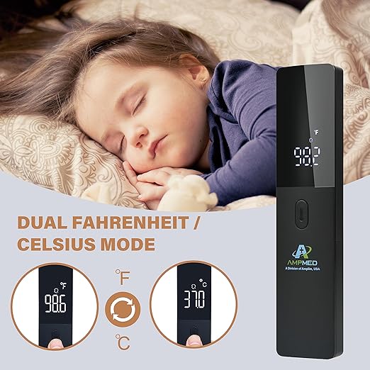 Amplimn Non-Contact Touchless Infrared Digital Forehead Thermometer Bundle for Adults and Babies