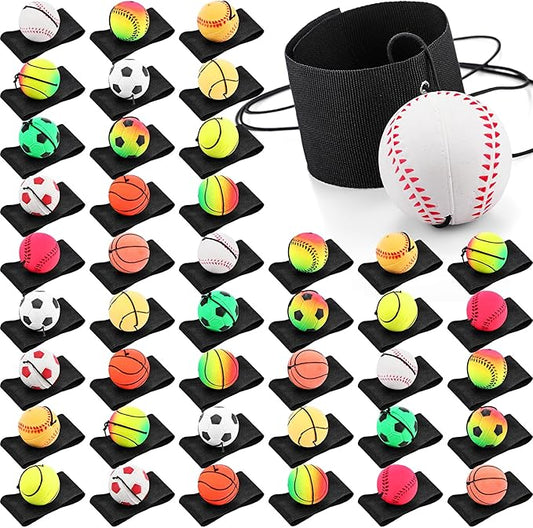 Skylety Wrist Return Ball on a String 1.85'' Rebound Sport Ball with Elastic Strap and String, Basketball Baseball Soccer Tennis Wristband Toy for Teens Adults Gifts, Wrist Exercise or Play