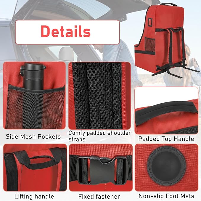 IBVIVIC Padded Car Seat Travel Bag for Airplane, Heavy Duty Car Seat Bag for Air Travel Gate Check Carseat Carrier Bag with Shoulder Strap, Fits Most Baby & Infant Car Seats (Red)