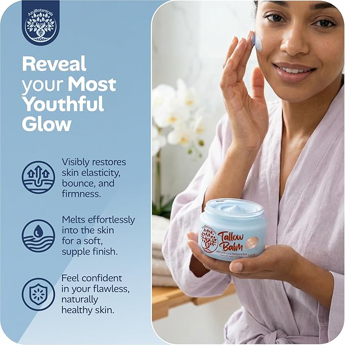 Copper Peptide GHk-Cu & Methylene Blue Infused Whipped Grass Fed Tallow Balm, Fine lines, Wrinkles, Eczema, Acne, Full body Moisturizer, For All Skin (1.7 oz)