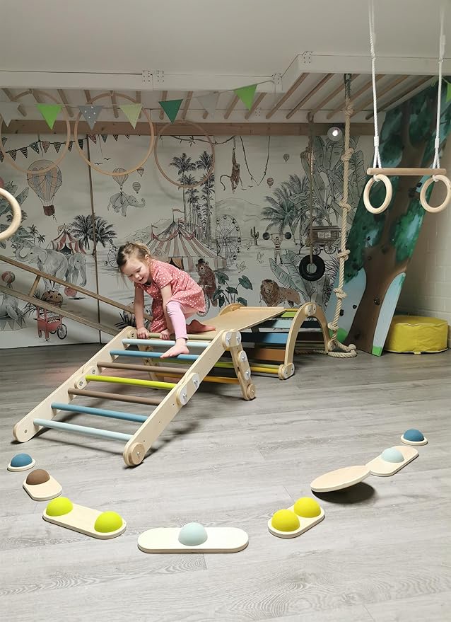small foot Climbing Triangle Adventure Made of Wood, Movement Game for Children, Multifunctional, from 2 Years, 12238