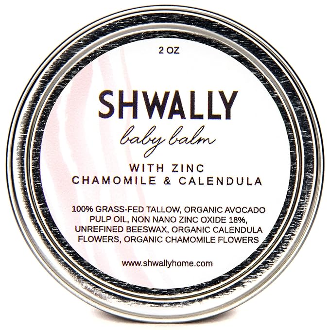 Shwally Tallow & Calendula Baby Bootie, Lip and Nipple Balms, The Ultimate Paleo Skin and Baby Bootie Protector - All Edible Ingredients, Not Scented (White - Zinc + Chamomile, 2 X 2 Oz)