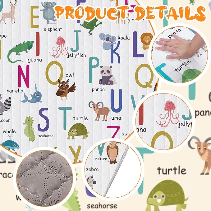 Funtery Woodland Animals Hexagon Playpen Mat Baby Play Mat Foldable Soft Nursery Rug Portable Baby Playmat Washable Comfortable Hexagon Playpen Mattress for Floor Activity Room Indoor Outdoor (Fresh)
