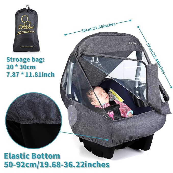 Car Seat Rain Cover, Compatible with Doona Infant Car Seat Stroller, Universal Rain Cover with Window for Waterproof, and Windproof, Breathable Baby Travel Weather Shield Stroller Accessories, Black