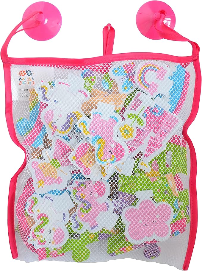 Buddy and Barney Bath Unicorn World Activity Set | Light up Floating Bath Toys for Toddlers | Set of 12 Floating Jigsaw Puzzle, 12 Foam Bath Stickers and Unicorn Water Squirter with Mesh Storage Bag