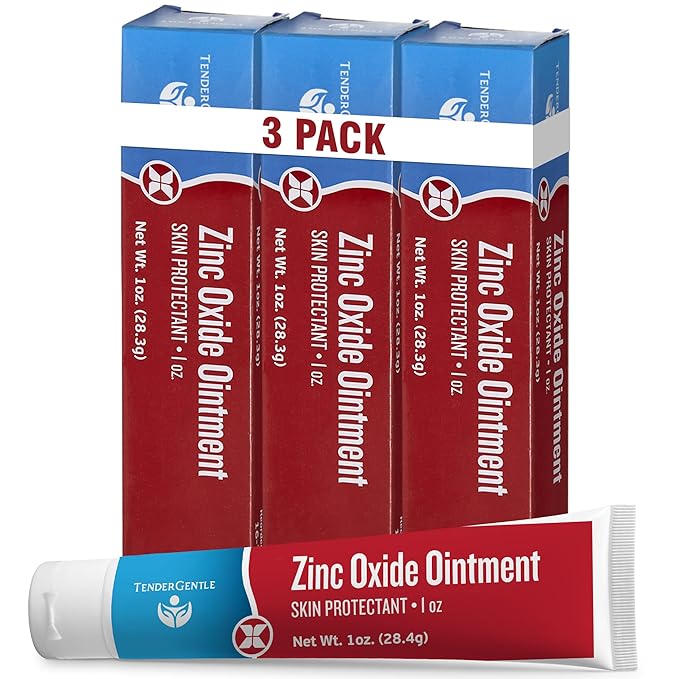 Zinc Oxide Ointment for Adults and Babies - Pack of 3, 1 oz Diaper Rash Ointment - Skin Protectant for Diaper Rashes, Cuts, and Burns