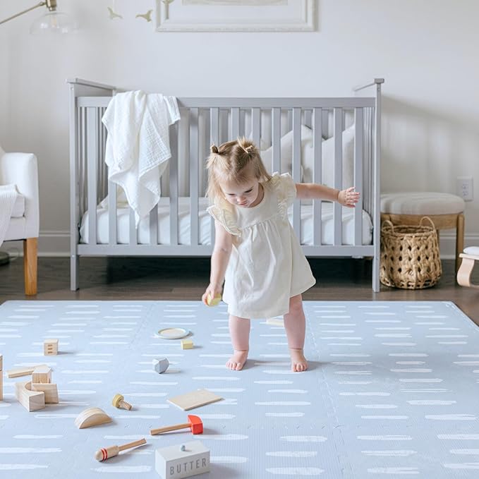 Little Landings Baby Play Mat for Floor - Shoreline (6x8ft) - Premium EVA Foam Play Mat for Babies & Toddlers (Ages 0-5+) Non-Toxic Playmat for Tummy Time, Crawling & Playroom - Stylish & Comfortable