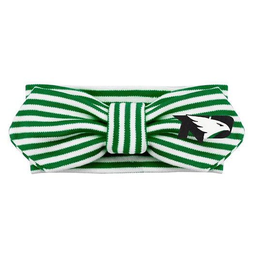 Creative Knitwear North Dakota Fighting Hawks Infant Girls Kelly/White Striped Hair Knot Headband Embroidered Logo - Size Newborn - 4T