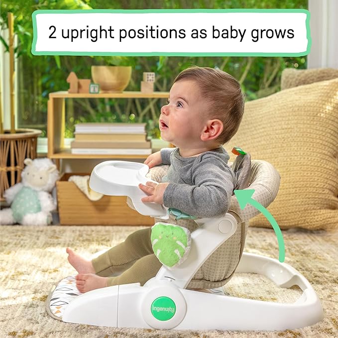 Ingenuity Prop Spot Learn-to-Sit Floor Seat for Baby, Removable Tray, 2 Linkable Toys, Tummy Time Mat, Unisex, for Ages 4-12 Months - Loni