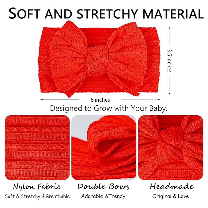 LemonSpace Handmade Halloween Thanksgiving Baby Bows for baby girls Stretchy Nylon Hair Bands Hair Accessories with Orange Headbands Bows for Newborn Baby Girls Infant Toddlers Kids Bow(Orange Black)