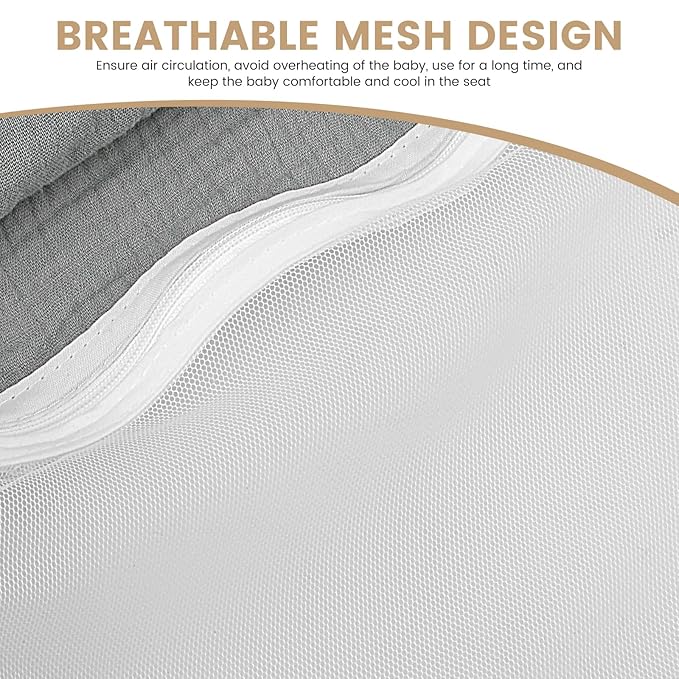 Baby Car Seat Cover, Infant Car Seat Cover for Boys Girls, Extra Large Mesh Window, Breathable Muslin Cotton, Lightweight Infant Windproof Carrier Canopy for Sun, Bug and Comfort Protection