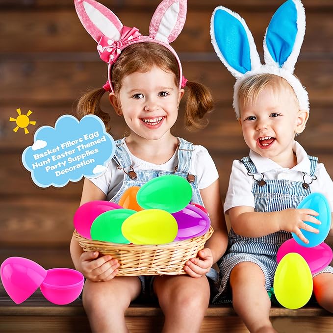 12 Pack 4 Inch/ 5 Inch/ 6 Inch Fillable Easter Eggs Colorful Large Jumbo Plastic Easter Eggs for Easter Basket Fillers Egg Hunt Party Supplies (6 Colors (5 Inch))