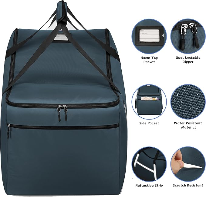 Infant Car Seat Travel Bag for Airplane Compatible with All Nuna Pipa Car Seat and Base,Chicco KeyFit 30 and Base, Padded Car Seat Bags for Air Travel,Car Seat Gate Check Bag with Side Pocket, Blue