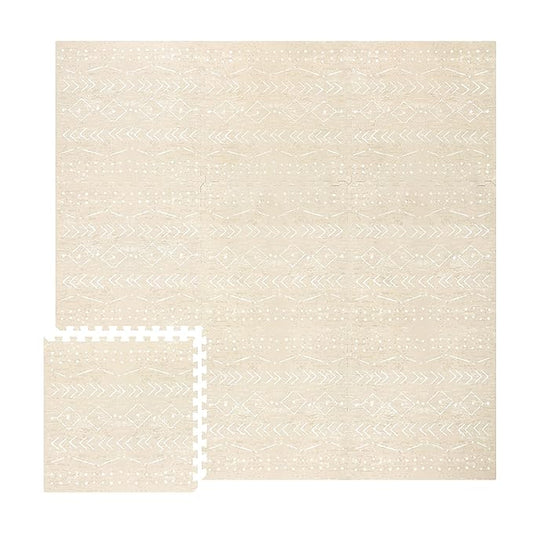 Lillefolk Baby Play Mat for Floor – 6x6ft Beige | Soft Non Toxic Premium EVA Foam Tiles for Tummy Time, Crawling & Playroom – Waterproof for Hard Floors Mat for Babies & Toddlers (9 Tiles)