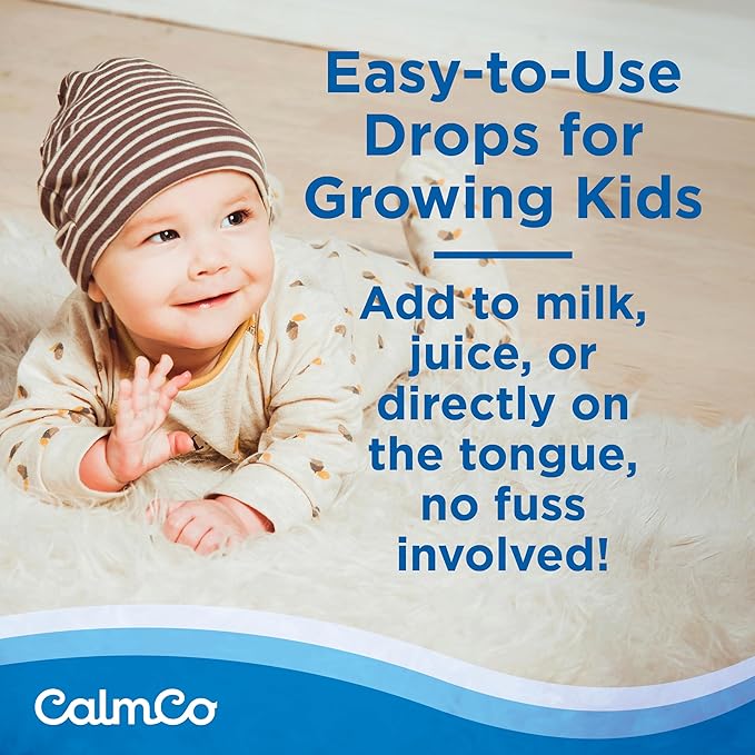 CalmCo Probiotic Vitamin D Drops - Supports Infant & Child Gut Health, Helps Reduce Gas, Colic & Fussiness, Baby Probiotic Drops with Vitamin D3, Pediatrician Recommended, Unflavored, 15ml (Pack of 1)