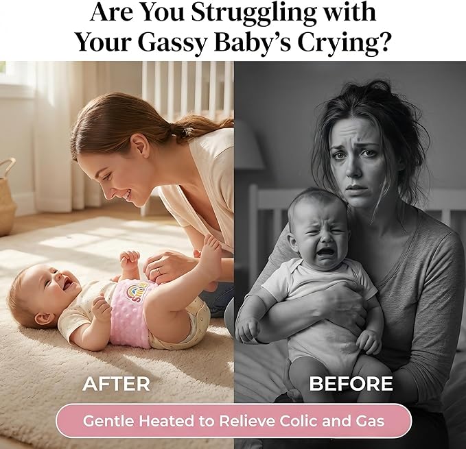 Colic and Gas Relief for Newborns and Infants, Flaxseed Heated Tummy Wrap, Microwaveable Baby Swaddling Belt with Warmth, Natural Relief for Upset Stomach in Babies and Toddlers(Pink)