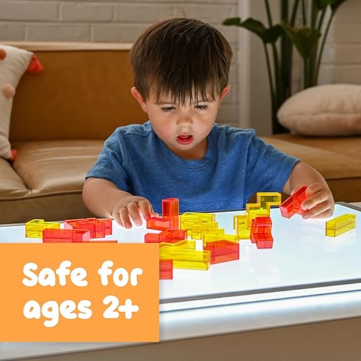 Spark & Wow Light Table Blocks; 12 Shapes and Two Colors; Toddler Sensory Building Blocks; Translucent Light Table Manipulatives; Sensory Toys for Toddlers