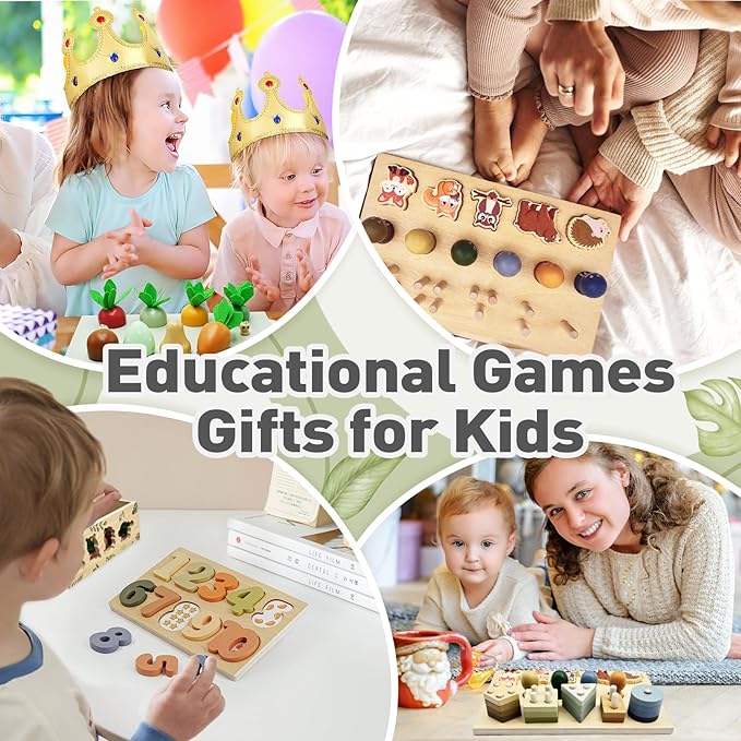 Montessori Wooden Toys for 1+ Year Old, 9 in 1 Montessori Toddler Toy with Preschool Educational Toys for 2+ Year Old, Birthday for Boys Girls