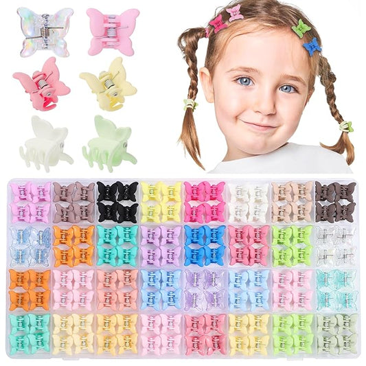 Obeoby 128 Pcs Mini Butterfly Hair Claw Clips, Toddler Baby Girl Hair Clips - Cute Hair Accessories Holiday Birthday Gifts (32 Colors)