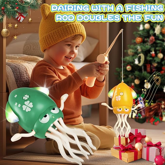 YOGINGO Electric Dancing Octopus Tummy Time Toy, Durable Rechargeable Music Crawling Toy with Smart Obstacle Avoidance & Silent Mode for 1-6 Year Old Boys Girls