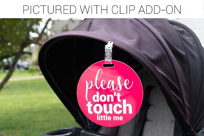 Three Little Tots Two Pack - Pink Please Don't Touch Baby Car Seat and Stroller Signs - CPSIA Safety Tested