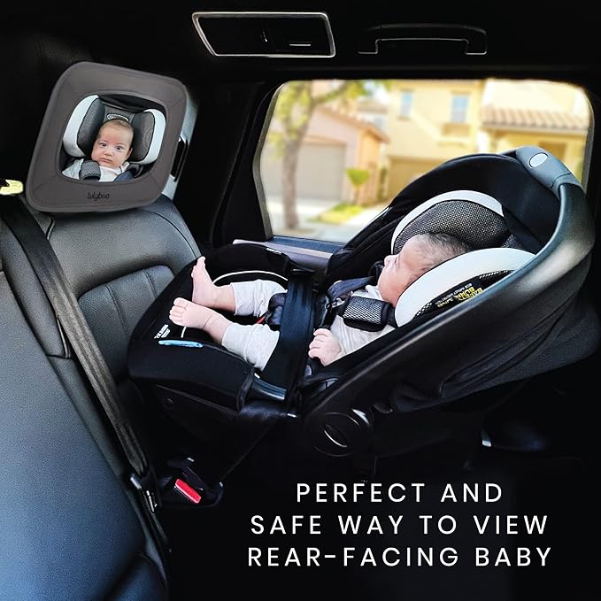 Lulyboo Baby Mirror for Car, Adjustable Rear Facing Back Car Seat Mirror, Black