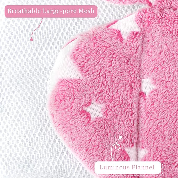 Infant Car Seat Insert Girls, Soft Flannel Baby Head Support & 2 Strap Pads, Preemie Newborn Carseat Cushion Reversible & All Season, for Stroller, Baby Swing, Rocker, Bassinets, Bouncer (Pink Star)