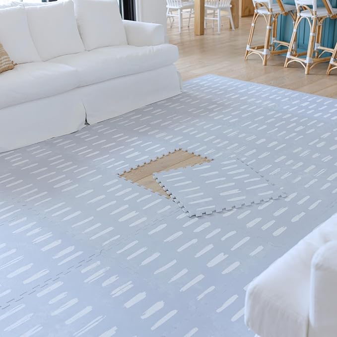 Little Landings Baby Play Mat for Floor - Shoreline (4x6ft) - Premium EVA Foam Play Mat for Babies & Toddlers (Ages 0-5+) Non-Toxic Playmat for Tummy Time, Crawling & Playroom - Stylish & Comfortable