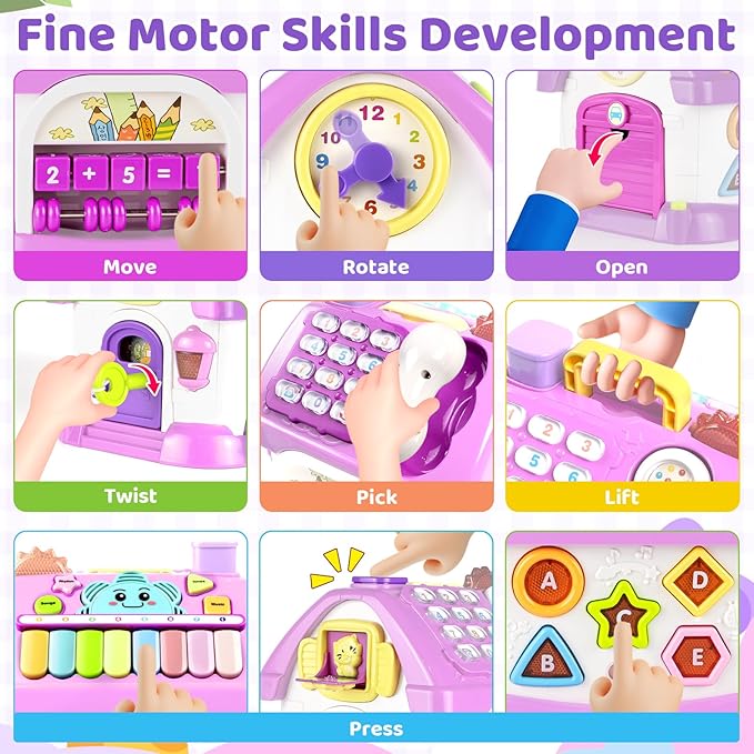 Marstone Toddler Toys for 1 Year Old Girl Gifts: Kids, 8 in 1 Multi-Functional Learning Baby Musical House for Birthday Gifts, Educational Baby Girl Toys 6-12, 12-18 Months