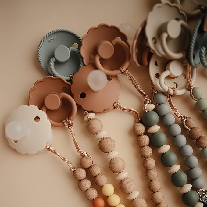 mushie 100% Silicone Baby Pacifier Clip BPA Free | Luna (Dried Thyme)