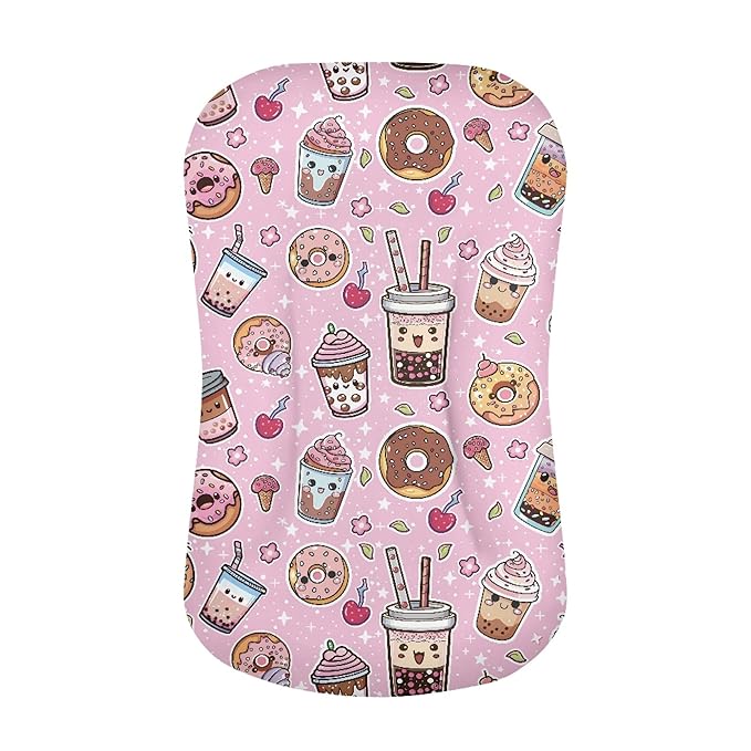 Ice Cream Milk Tea Donuts Newborn Pillow Lounger Cover Baby Nest Loungers Snuggle Me Cover Infant Stretch Fitted Pillow Covers Pink Baby Blanket