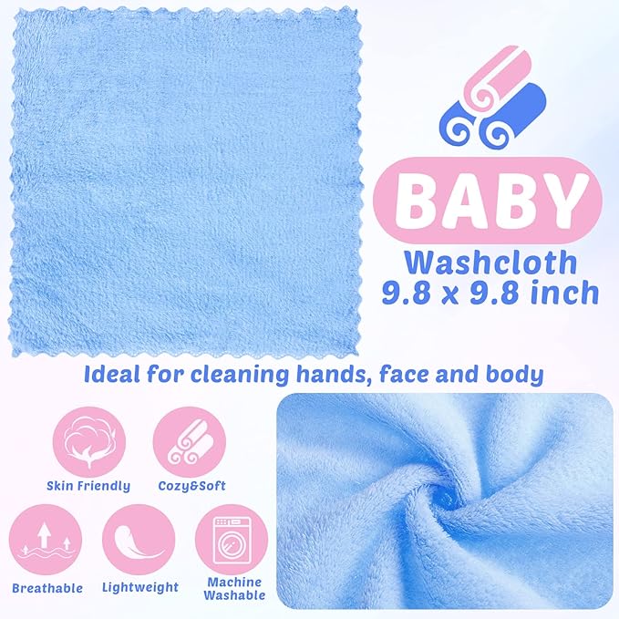 Buryeah 5 Pcs Baby Bath Towel and 15 Count Baby Washcloths Sets, Hooded Towels for Newborns Infants and Toddlers Soft Coral Fleece Toddler for Newborn Boy Girl(Colorful)