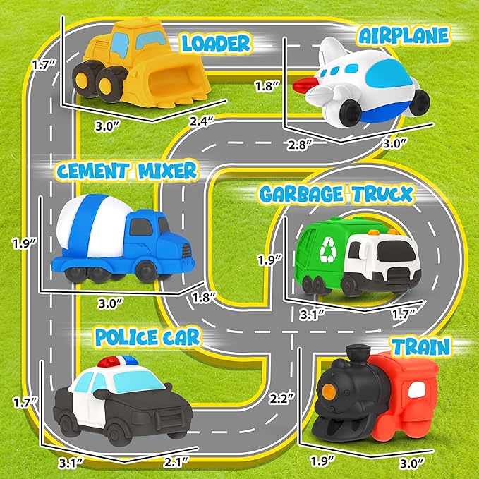 Zippytots 6 PCS Vehicle Floating Bath Toys Mold Free Infant Bath Tub Toys for 12 Months - No Hole Bathtub Toys for Toddlers 1-3 Water Pool Toys for Baby Toddler Ages 1+
