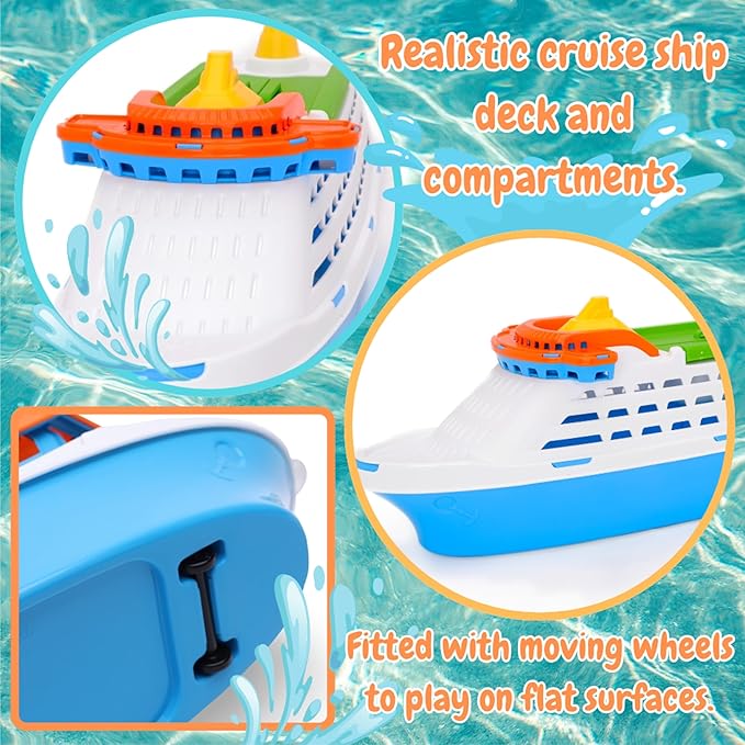 Toyland® 41cm (16") Colourful Cruise Ship with Moveable Doors - Kids Floating Water Toy - Pool & Bathtime Toys - 3 Years+