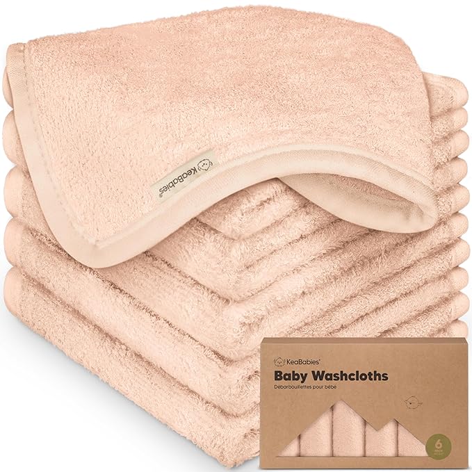 6-Pack Baby Washcloths – Soft Absorbent Viscose from Bamboo Washcloths for Face, Body, Baby Towels for Newborn, Kids, Toddlers, Infant, Gentle on Sensitive Skin, 10x10 Reusable Face Towels (Peachy)