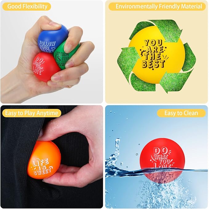 Leyndo 200 Pcs Stress Balls for Adults & Kids Bulk Motivational Quotes Stress Relief Colorful Foam Squeeze Balls Relief at Work/School/Home, Perfect Party Favors, Dark