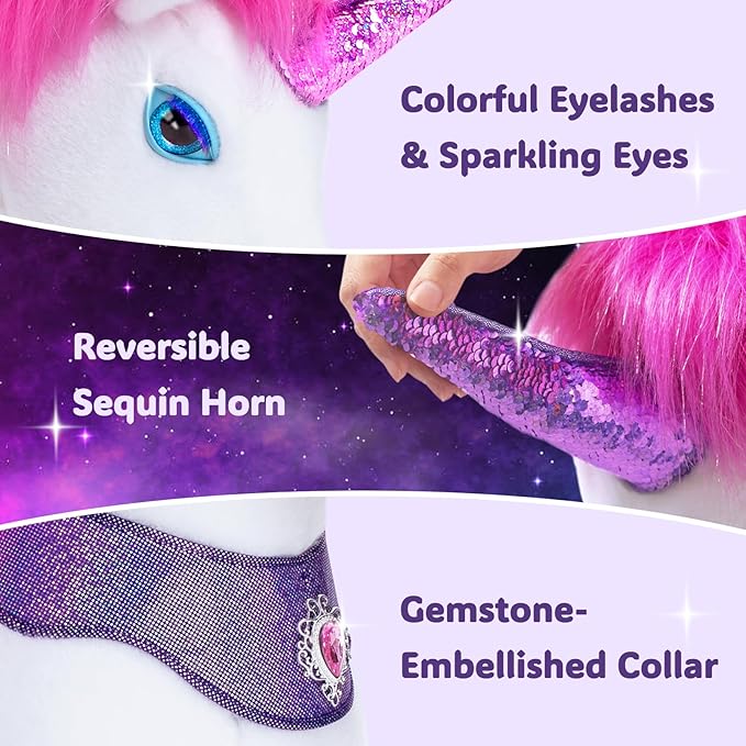 PonyCycle Ride on Unicorn Riding Unicorn Large Pony Toys Advanced Model Y Plush Animal (41.3" Height/Size 5 for Kids Ages 7+) Indoor Outdoor Riding Horse, Birthday Gift for Big Kids Y552