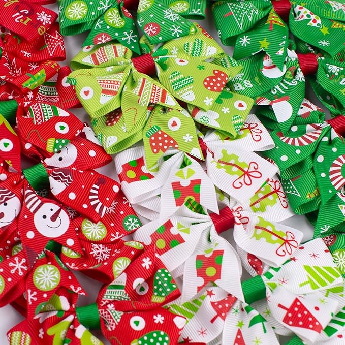 JIAHANG Christmas Floral Printed Hair Bow Clips 24PCS, Swallow Tail Alligator Clips for Baby Girls Toddler Kids