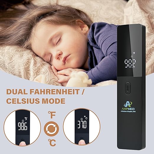 Amplim No-Touch Forehead Thermometer for Adults and Kids, Non-Contact Digital Baby Thermometer for Infants/Newborns, Medical Grade Touchless Temporal Thermometer for Fever
